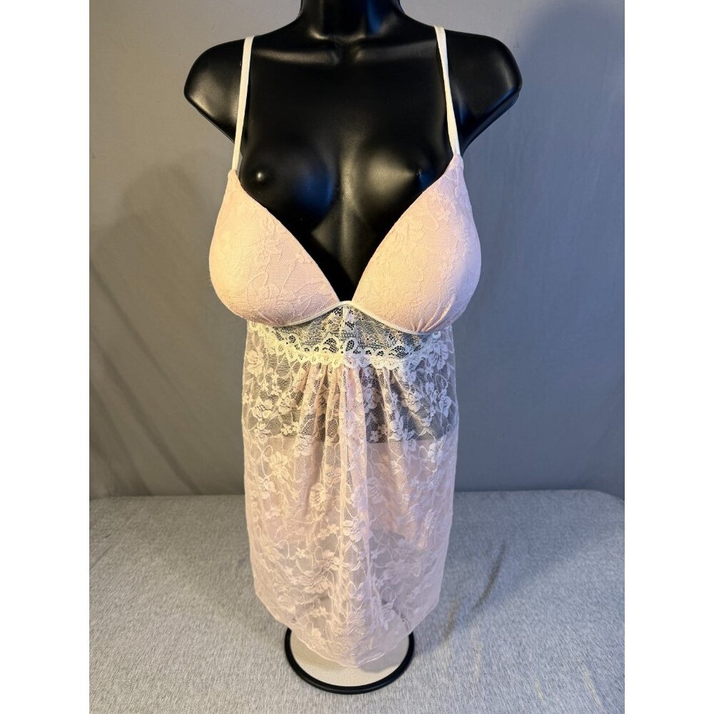 Fairy Angelcore Women’s XL Nightie Nightgown Pale Pink Sweet Sexy Lace Twee